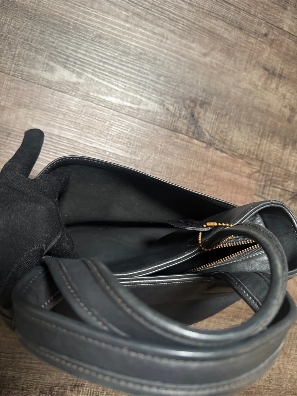 vintage black leather Coach Bleecker Satchel
